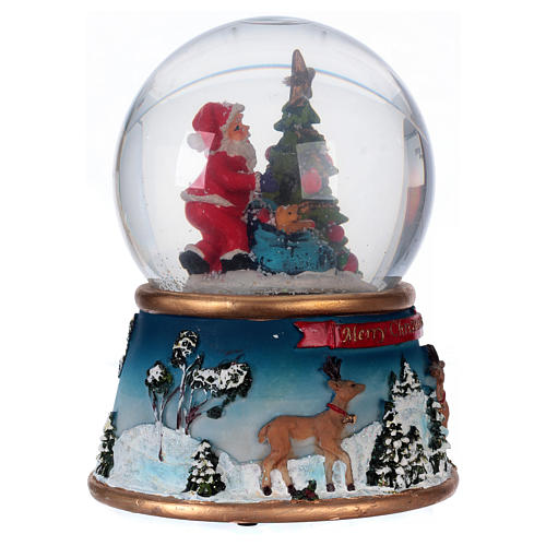 Palla vetro con neve di Babbo Natale con musica glitter 3