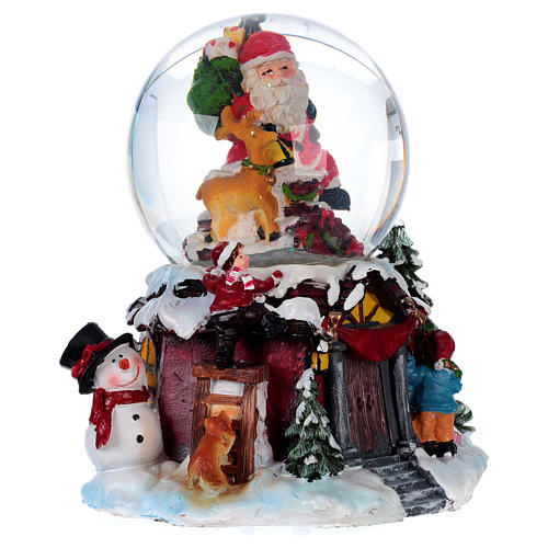 Palla di vetro con neve e glitter Babbo Natale  musica e luce 5