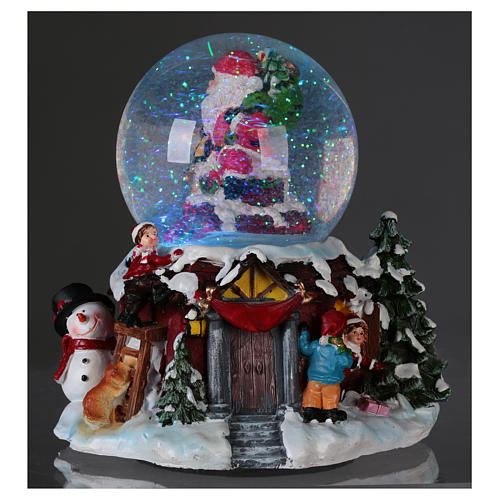 Christmas snow globe with snow, glitter Santa Claus music and lights 3