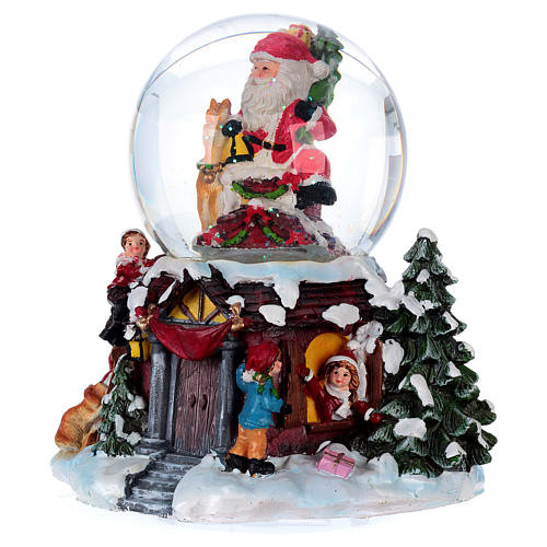 Christmas snow globe with snow, glitter Santa Claus music and lights 4