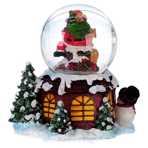 Christmas snow globe with snow, glitter Santa Claus music and lights 6