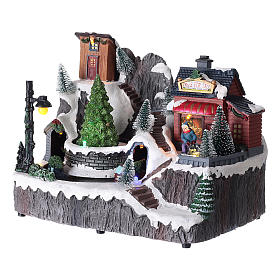 Lighted Christmas village car moving music 20x20x15 cm s3