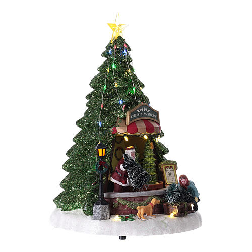 Pueblo de Navidad con papá noel y tienda de árboles 35x20 4