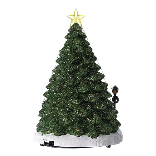 Cenário de Natal com Pai Natal e loja de árvores 35x20 cm 5