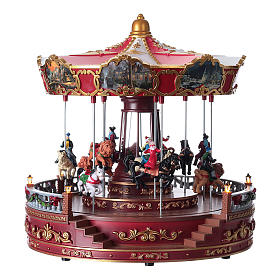 Carousel with horses for Christmas village 30x30x30 cm s1