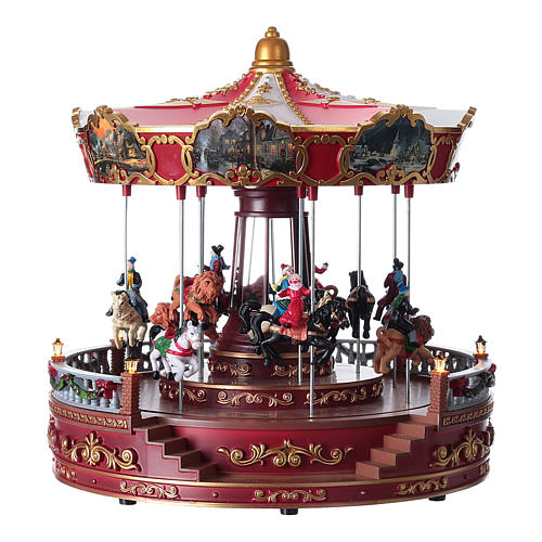 Carousel with horses for Christmas village 30x30x30 cm 1