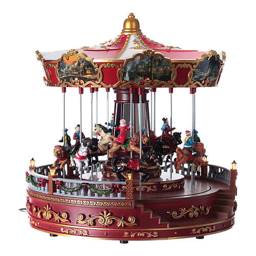 Carousel with horses for Christmas village 30x30x30 cm 4