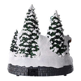 Santa Claus Christmas village children on sled lighted music 20x20x15 cm s5