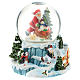 Palla di vetro con Babbo Natale e slitta h. 15 cm s1