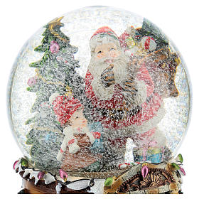 Bola de vidrio Papá Noel con dones carillón h. 20 cm