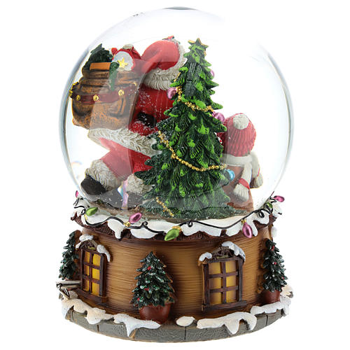 Bola de vidrio Papá Noel con dones carillón h. 20 cm 5
