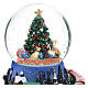 Boule en verre avec arbre de Noël et train carillon h 15 cm s2