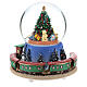 Boule en verre avec arbre de Noël et train carillon h 15 cm s5