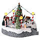 Round village with central tree and revolving skating rink 20x22 cm s4