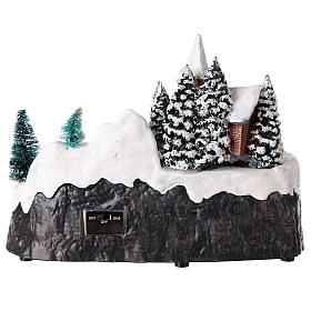 Lighted Christmas village with church and water fall 20x25x15 cm s5