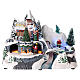 Lighted Christmas village with church and water fall 20x25x15 cm s1