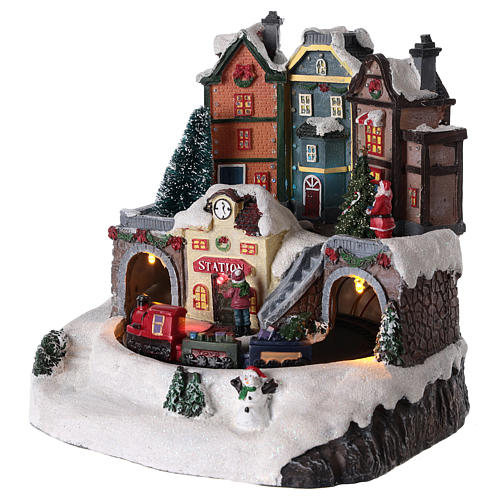 Christmas Village with moving train 20x15 cm 3