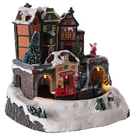 Cenário de Natal com trem em movimento 20x15 cm s4