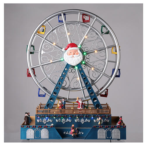 winterliche Jahrmarktszene, mit Beleuchtung, Musik und beweglichem Riesenrad, 48x38x17 cm 2