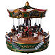 Merry-go-round with animals for Christmas village with lighting movement and music 30x30 cm. s1
