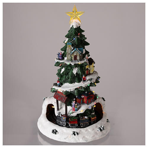 Winterszene, Weihnachtsbaum und beweglichen Zug, 35x20 cm 2