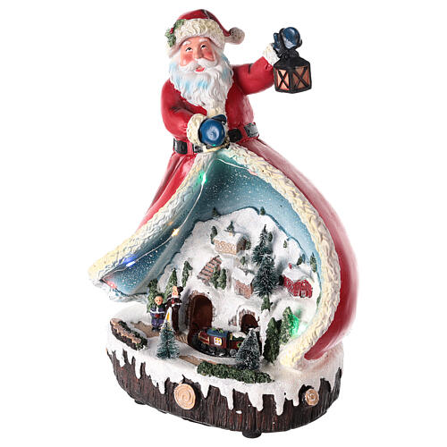 Figurka Świętego Mikołaja z zimowym krajobrazem 30x20x15 cm 3
