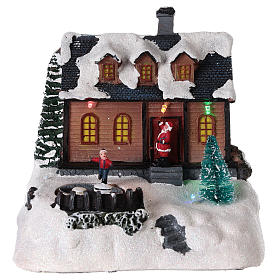 Illuminated house for village with music 20x20x15 cm