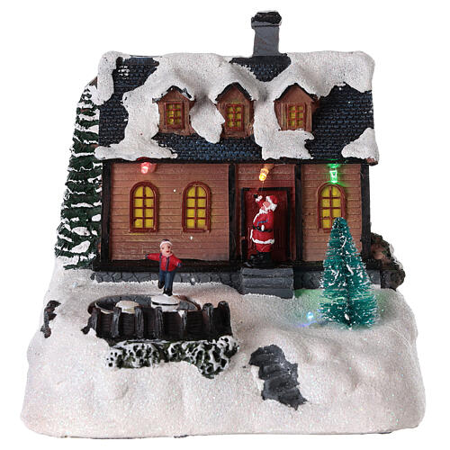 Domek do miasteczka bożonarodzeniowego oświetlony z melodyjką 20x20x15 cm 1