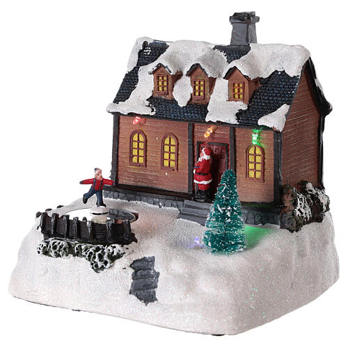 Domek do miasteczka bożonarodzeniowego oświetlony z melodyjką 20x20x15 cm 3