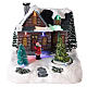 Winterszene, beleuchtetes Haus und Weihnachtsmann, 20x20x15 cm s1
