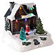 Winterszene, beleuchtetes Haus und Weihnachtsmann, 20x20x15 cm s4