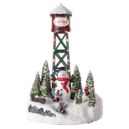 Aqueduct for Christmas village with snowman 35x20 cm. 1