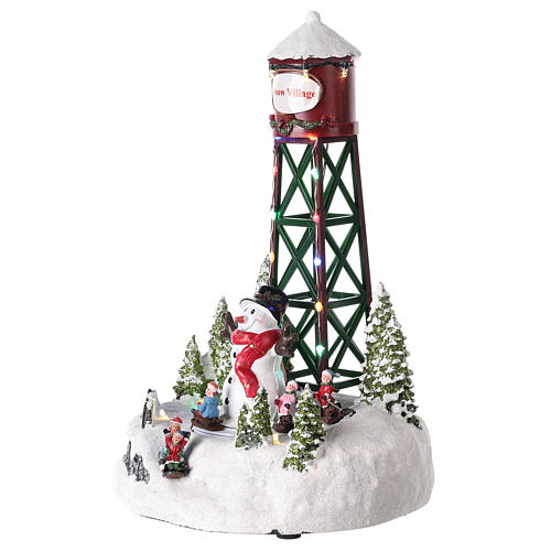 Acueducto para pueblo de Navidad con muñeco de nieve 35x20 cm 3