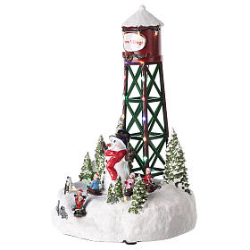 Water tower for Christmas village with snowman 35x20 cm s3