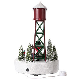 Water tower for Christmas village with snowman 35x20 cm s5