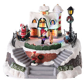 Maison de Père Noël avec elfe pour village 15x20 cm