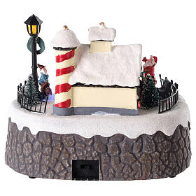 Casa de Pai Natal com elfos para cenário natalino 15x20 cm s5