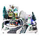 Villaggio con Babbo Natale su slitta in movimento 20x25x15 cm s1