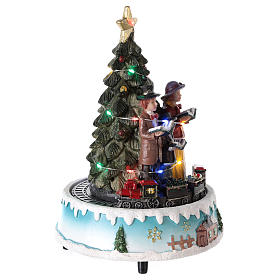 Christmas tree with carolers 15x20 cm s4