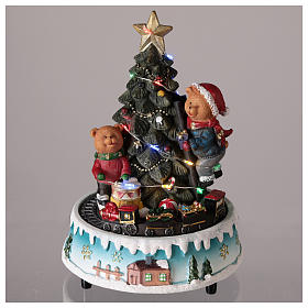 Animated Christmas tree with bears and toys 15x20 cm s2