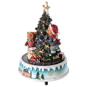 Animated Christmas tree with bears and toys 15x20 cm s3