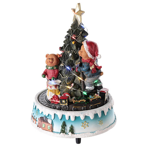 Animated Christmas tree with bears and toys 15x20 cm 3