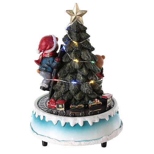 Animated Christmas tree with bears and toys 15x20 cm 5