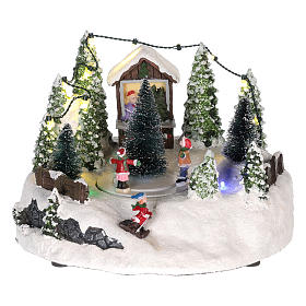 Cena para cenário natalino: árvore de Natal e pista de patinagem 15x20 cm s1