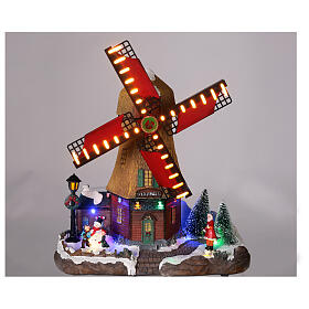 Wind mill with lights and music 25x25x10 cm s2