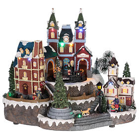 Estação de trem decorada por Natal 30x35x25 cm s1