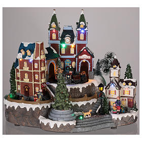 Estação de trem decorada por Natal 30x35x25 cm s2