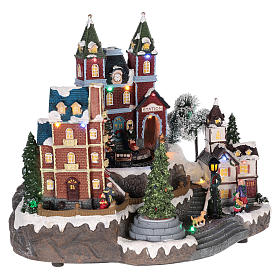 Estação de trem decorada por Natal 30x35x25 cm s4