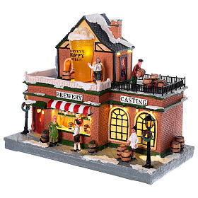 Christmas beer pub with lights and movement 30x35x30 cm s3