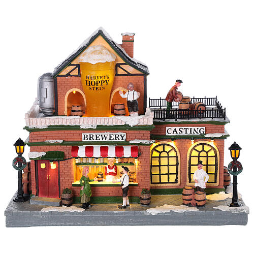 Christmas beer pub with lights and movement 30x35x30 cm 1